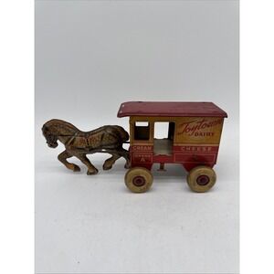 Vintage Marx Tin Litho Toytown Dairy Horse Drawn Wagon